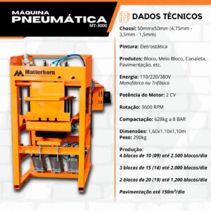 Máquina Fábrica de Blocos Pneumática Matterhorn MT3000