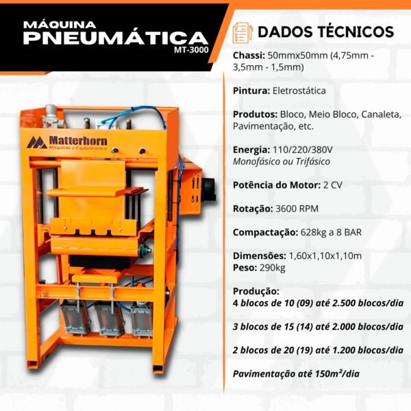 Máquina Fábrica de Blocos Pneumática Matterhorn MT3000